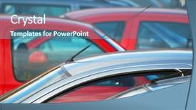  Presentation with parking lot - Colorful slides enhanced with polution - telephoto view of parked cars backdrop and a ocean colored foreground