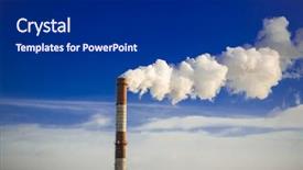  Presentation with sky blue - Beautiful slide deck featuring polution - tube factory smoke smoke backdrop and a navy blue colored foreground