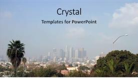  Presentation with angels - Beautiful theme featuring polution city - downtown los angels california engulfed backdrop and a light blue colored foreground
