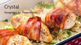  Presentation with baby chicken in poultry farm - Slide set having polutry - poultry roulade with bacon background and a lemonade colored foreground