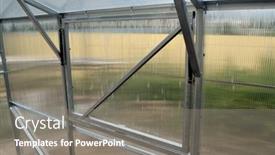  Presentation with elements - Presentation design having polycarbonate-greenhouse-with-iron-frame background and a  colored foreground