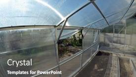  Presentation with elements - PPT theme consisting of polycarbonate-greenhouse-with-iron-frame background and a dark gray colored foreground