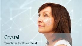  Presentation with anti age - Presentation theme consisting of polygons - beauty cosmetology and anti-age technology background and a sky blue colored foreground