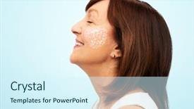  Presentation with anti age - Presentation theme having polygons - beauty cosmetology and anti-age technology background and a cool aqua colored foreground