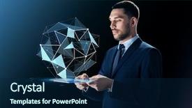  Presentation with computer network - Theme enhanced with polygons - business network people and modern background and a navy blue colored foreground