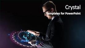  Presentation with transport and future technology concept - Colorful theme enhanced with polygons - business people and future technology backdrop and a black colored foreground