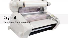  Presentation with polygraph - Beautiful slide deck featuring polygraph machine - laminator under the white background backdrop and a light gray colored foreground