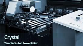  Presentation with house model software - Cool new PPT theme with polygraphic equipment in a modern backdrop and a navy blue colored foreground