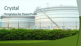  Presentation with energy gas - Audience pleasing theme consisting of polymer chemistry - gas tanks in the industrial backdrop and a cool aqua colored foreground