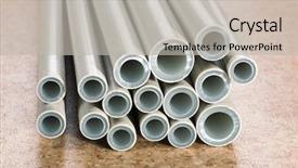  Presentation with polymer - Cool new PPT theme with polymer chemistry - industrial tubes backdrop and a light gray colored foreground