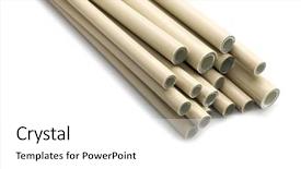  Presentation with polymer - PPT theme enhanced with polymer chemistry - plastic pipes on white background and a white colored foreground
