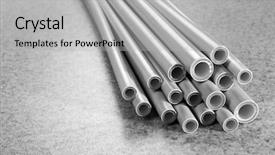  Presentation with polymer - Presentation design featuring polymer chemistry - plastic tubes background and a light gray colored foreground