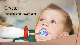  Presentation with dental child - Colorful PPT layouts enhanced with polymeric - child teeth stopping treatment backdrop and a mint green colored foreground