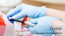  Presentation with dental radiology dentist and assistant - Colorful slide deck enhanced with polymeric - dentist teeth treatment using dental backdrop and a  colored foreground