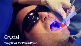  Presentation with patient care - Colorful slide deck enhanced with polymeric - people medicine stomatology and health backdrop and a navy blue colored foreground