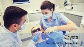  Presentation with dental assistant - Beautiful PPT layouts featuring polymeric - people medicine stomatology and health backdrop and a  colored foreground