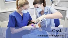  Presentation with dental assistant - Cool new slides with polymeric - people medicine stomatology and health backdrop and a  colored foreground