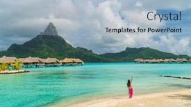  Presentation with hula dancing - Theme having polynesian-hula-dancer-dancing background and a light blue colored foreground