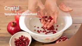 Presentation with water color hands - Cool new presentation theme with polyphenols - hands collecting pomegranate seeds backdrop and a coral colored foreground