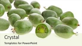  Presentation with kiwi fruit - Audience pleasing theme consisting of polyphenols - kiwi fruit isolated on white backdrop and a  colored foreground