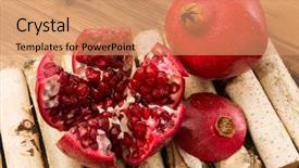  Presentation with pomegranate - Amazing presentation design having polyphenols - wooden deco table with beautiful backdrop and a  colored foreground