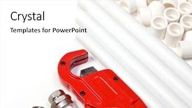  Presentation with pipe - Theme having polypropylene pipes fittings and cutter background and a white colored foreground