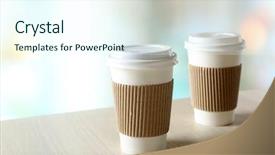  Presentation with paper cups - Presentation design with polystyrene - paper cups of coffee background and a cool aqua colored foreground