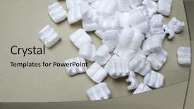  Presentation with packaging - Slide set having polystyrene - white packaging filling background and a light gray colored foreground