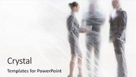  Presentation with team meeting - PPT theme having polythene - full length of business team background and a white colored foreground