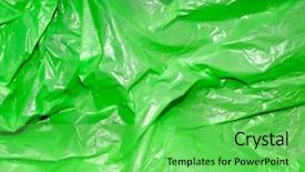  Presentation with polyethylene - Slide set with polythene - green polyethylene texture closeup background background and a  colored foreground
