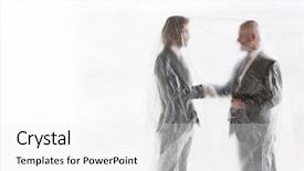  Presentation with shaking hands - Audience pleasing slides consisting of polythene - male business colleagues shaking hands backdrop and a white colored foreground