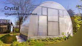  Presentation with hydroponics hydroponic vegetables growing - Cool new presentation design with polythene - modern polycarbonate greenhouse in allotments backdrop and a teal colored foreground
