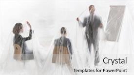  Presentation with strategy maze women - Amazing theme having polythene - senior businessman explaining strategy backdrop and a light gray colored foreground