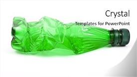  Presentation with plastic bottle - Presentation theme enhanced with polythene - squashed plastic green bottle background and a white colored foreground
