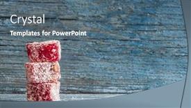  Presentation with pomegranate - PPT theme with pomegranate flavored turkish delight with pistachio luxury dessert concept background and a ocean colored foreground