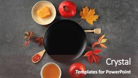  Presentation with rosh hashanah - Slide set featuring pomegranate for rosh hashanah background and a tawny brown colored foreground