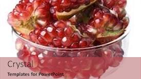  Presentation with pomegranate - PPT theme having pomegranate in a glass vase isolated on a white background background and a red colored foreground