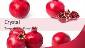  Presentation with pomegranate - Theme with pomegranate isolated on white background background and a coral colored foreground