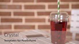  Presentation with fast food - Colorful PPT theme enhanced with pomegranate-juice-in-fast-food backdrop and a coral colored foreground