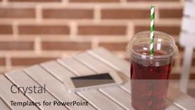  Presentation with fast food - Slides having pomegranate-juice-in-fast-food background and a coral colored foreground