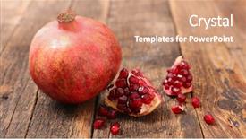  Presentation with pomegranate - PPT layouts featuring pomegranate on wood background background and a coral colored foreground
