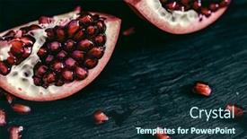  Presentation with pomegranate - Beautiful presentation theme featuring pomegranate-pieces-on-black-background backdrop and a tawny brown colored foreground