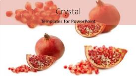  Presentation with pomegranate - Presentation design consisting of pomegranate-punica-granatum-cut-pieces background and a coral colored foreground