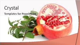  Presentation with pomegranate - PPT layouts featuring pomegranate ripe with green leaves background and a sky blue colored foreground