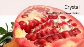  Presentation with pomegranate - Cool new slides with punica granatum - pomegranate ripe with green leaves backdrop and a lemonade colored foreground