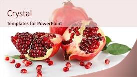  Presentation with pomegranate - Presentation with pomegranate seeds isolated on white background and a lemonade colored foreground