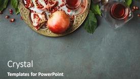  Presentation with pomegranate - Cool new PPT theme with pomegranate-tea-on-dark-background backdrop and a gray colored foreground