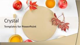  Presentation with pomegranates - Theme consisting of pomegranates for rosh hashanah background and a lemonade colored foreground