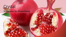  Presentation with pomegranate fruit - Audience pleasing presentation theme consisting of pomegranates fruit with pomegranate leaves backdrop and a red colored foreground