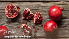 Presentation with pomegranates - Slide deck featuring pomegranates-on-wooden-table background and a tawny brown colored foreground